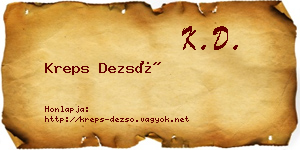 Kreps Dezső névjegykártya